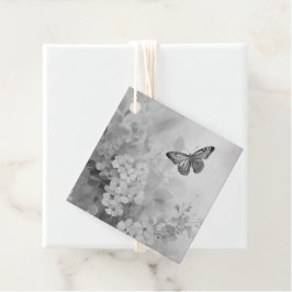 Zwart-witte vlinder bedankjes labels