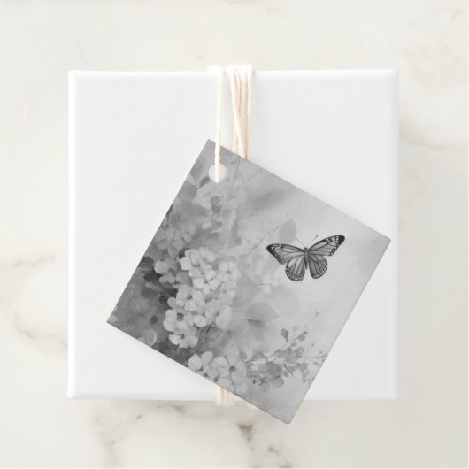 Zwart-witte vlinder bedankjes labels (In situ)