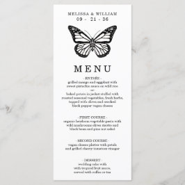 Zwart-witte vlinder bruiloft menu