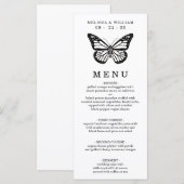 Zwart-witte vlinder bruiloft menu (Voorkant / Achterkant)