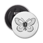 Zwart-witte vlinder button flesopener (Voorkant)