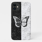Zwart-witte vlinder Elegante Classy Dotted Case-Mate iPhone Case (Achterkant)