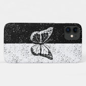 Zwart-witte vlinder Elegante Classy Dotted Case-Mate iPhone Case (Achterkant (horizontaal))
