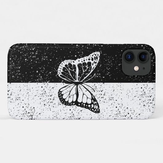 Zwart-witte vlinder Elegante Classy Dotted Case-Mate iPhone Case (Achterkant (horizontaal))