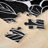 Zwart-witte vlinder en bloemen bij nacht legpuzzel (Zijkant)