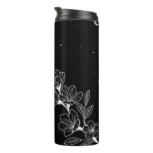 Zwart-witte vlinder en bloemen bij nacht thermosbeker (Geroteerd rechts)