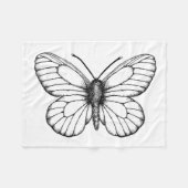 Zwart-witte vlinder fleece deken (Voorkant (Horizontaal))