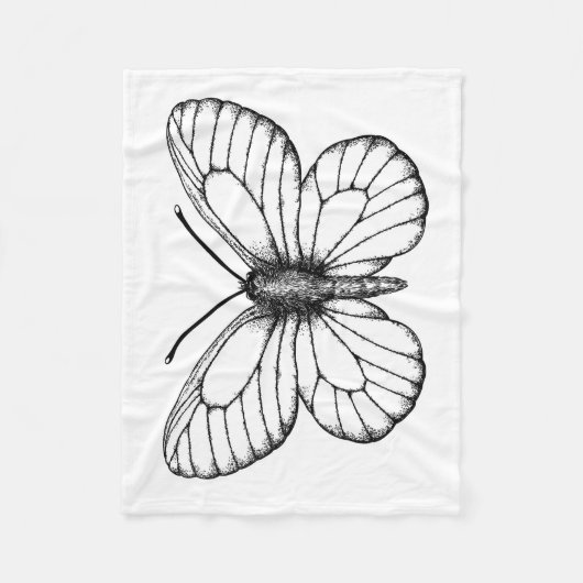 Zwart-witte vlinder fleece deken (Voorkant)