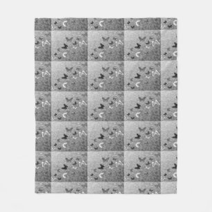 Zwart-witte vlinder fleece deken
