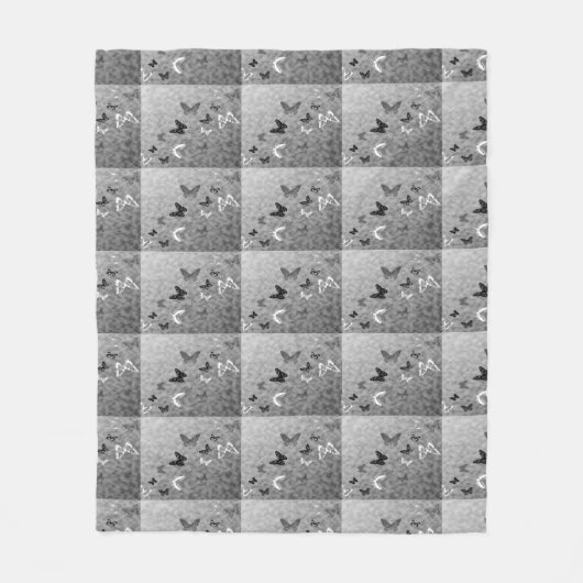 Zwart-witte vlinder fleece deken (Voorkant)