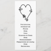 Zwart-witte vlinder hart bruiloft programma programmakaart (Achterkant)