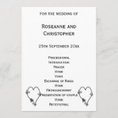 Zwart-witte vlinder hart bruiloft programma programmakaart (Achterkant)