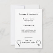 Zwart-witte vlinder hart bruiloft RSVP (Achterkant)