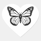 Zwart-Witte Vlinder Hart Sticker (Voorkant)