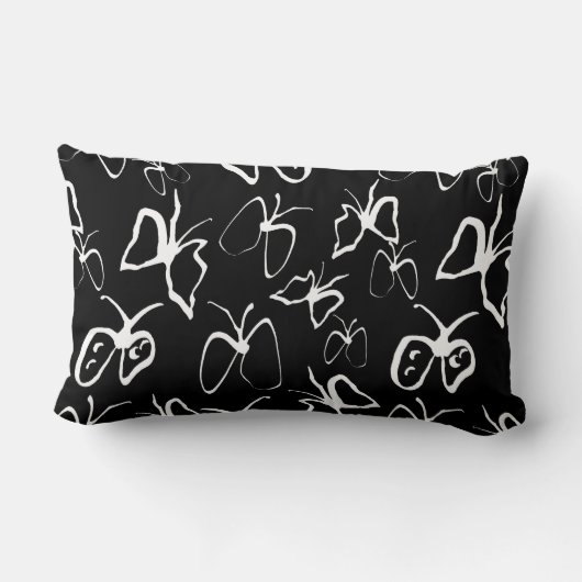 Zwart-Witte Vlinder Kussen (Achterkant)