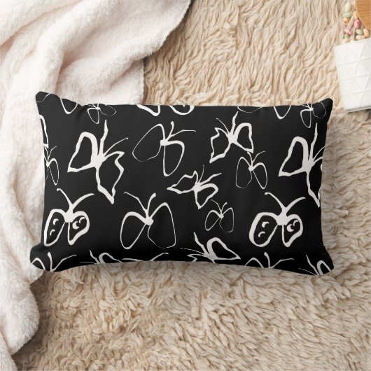 Zwart-Witte Vlinder Kussen (Deken)