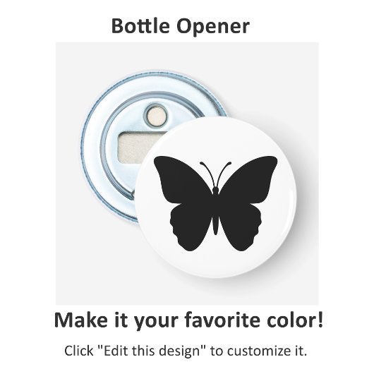 Zwart-Witte Vlinder Liefhebber Button Flesopener