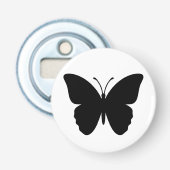 Zwart-Witte Vlinder Liefhebber Button Flesopener (Voorkant)