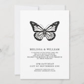 Zwart-witte vlinder moderne bruiloft kaart (Voorkant)