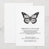 Zwart-witte vlinder moderne bruiloft kaart (Voorkant / Achterkant)