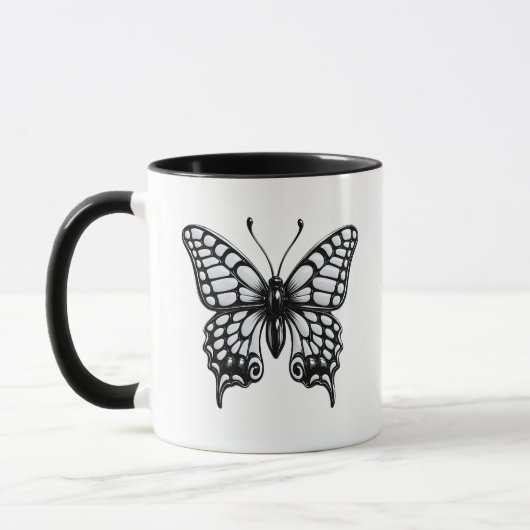 Zwart Witte Vlinder Mok (Links)