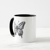 Zwart Witte Vlinder Mok (Voorkant links)