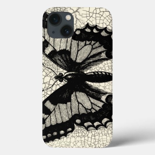 Zwart-witte vlinder op gekraakte achtergrond Case-Mate iPhone case (Achterkant)