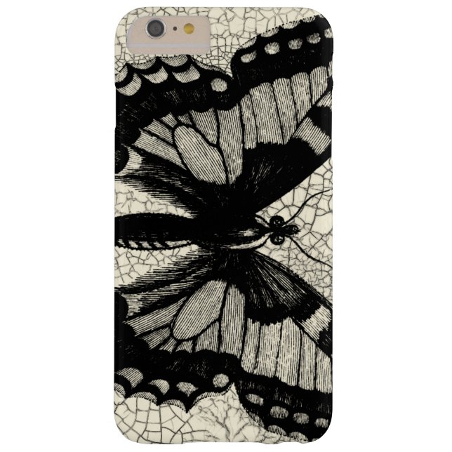 Zwart-witte vlinder op gekraakte achtergrond Case-Mate iPhone case (Achterkant)