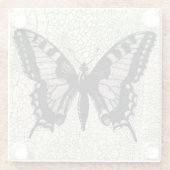 Zwart-witte vlinder op gekraakte achtergrond glazen onderzetter (Achterkant)