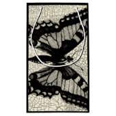 Zwart-witte vlinder op gekraakte achtergrond klein cadeauzakje (Achterkant)