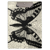 Zwart-witte vlinder op gekraakte achtergrond klembord (Voorkant)