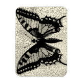 Zwart-witte vlinder op gekraakte achtergrond magneet (Verticaal)