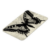 Zwart-witte vlinder op gekraakte achtergrond magneet (Linkerzijde)