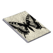 Zwart-witte vlinder op gekraakte achtergrond notitieboek (Rechterzijde)