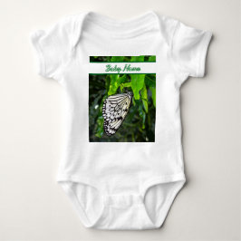 Zwart-witte vlinder op groene aangepaste naam romper