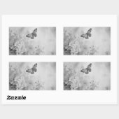 Zwart-witte vlinder rechthoekige sticker (Vel)