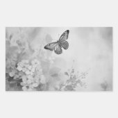 Zwart-witte vlinder rechthoekige sticker (Voorkant)
