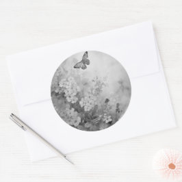 Zwart-witte vlinder ronde sticker