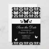 Zwart-witte vlinder Save The Date Briefkaart (Voorkant / Achterkant)