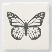 Zwart-witte vlinder stenen onderzetter (Voorkant)