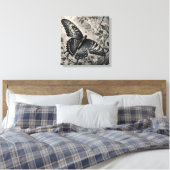 Zwart-witte vlinder tekening canvas afdruk (Insitu (Slaapkamer))