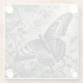 Zwart-witte vlinder tekening glazen onderzetter (Achterkant)