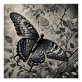 Zwart-witte vlinder tekening perfect poster (Voorkant)