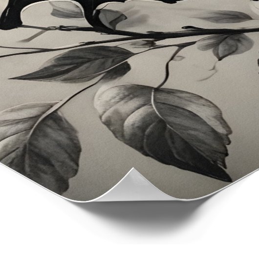 Zwart-witte vlinder tekening poster (Hoek)