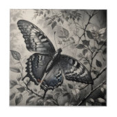 Zwart-witte vlinder tekening tegeltje (Voorkant)