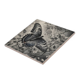 Zwart-witte vlinder tekening tegeltje