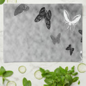 Zwart-witte vlinder theedoek (Gevouwen)