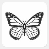 Zwart-witte vlinder vierkante sticker (Voorkant)