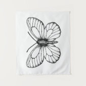 Zwart-witte vlinder wandkleed (Voorkant)
