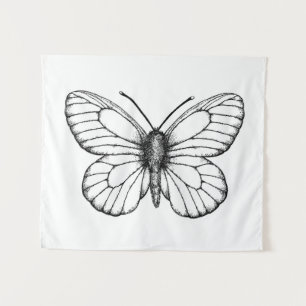 Zwart-witte vlinder wandkleed